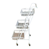 Maxbell 3 Tier Rolling Utility Cart Mobile Trolley for Laundry Room Farmhouse Office White