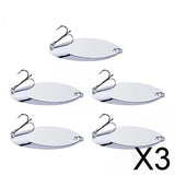 Maxbell 3x5 Pieces Fishing Spoons Lures Spinnerbaits Hooks Bass Baits and Lures Silver 1.5g