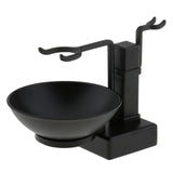 Men Beards Moustache Shaving Brush Bowl Stand Holder Set Kit Alloy + Wood