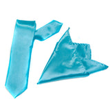 Maxbell Solid Color Satin Neck Tie Necktie for Men Turquoise