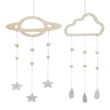 Maxbell 2Pcs Nordic Planet Cloud Raindrop Star Kid Room Wood Wall Hanging Home Decor