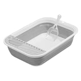 Cat Litter Box Open Top Easily to Clean Kitty Litterbox Large with Scooper Gray - Aladdin Shoppers
