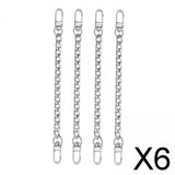 Maxbell 6x4Pieces Metal Flat Chain & Purse Strap Extender / Chain Strap Accessory Silver