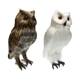 Maxbell 2pcs/set Artificial Owl Bird Feather Realistic Taxidermy Home Garden Decor