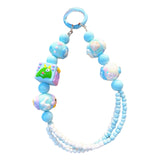 Maxbell Beaded Keychain Pendant Cute Keychain Wristlet for Women Gift Backpack Purse Blue