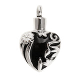 Maxbell Stainless Steel Black Enamel Love Heart Ash Urn Pendant Memorial Cremation - Aladdin Shoppers