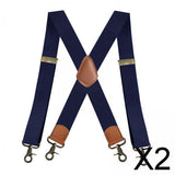 Maxbell 2xSuspenders for Men Heavy Duty Suspenders Adjustable Casual 3.5cm Wide Braces Navy