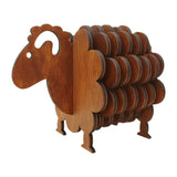 Maxbell Wood Coasters Table Decor Non Slip Gifts Sheep Shaped Coasters for Mugs Cups Brown