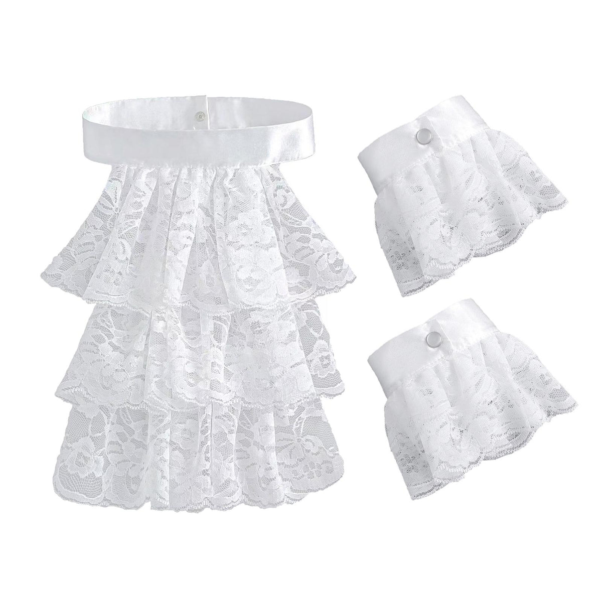 Maxbell Lace Jabot and Cuffs Set Removable Steampunk Clothing Accessories for Adults