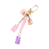 Cute Resin Bear Keychain Creative Gift Pendant for Tote Bag Handbag Backpack Purple Pink