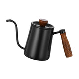 Maxbell 600ml Gooseneck Coffee Kettle Tea Pot for Camping Compact Size Wooden Handle Black