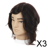 Maxbell 3xMale Mannequin Head 100% Human Hair Hairdresser Salon Training Practice Head
