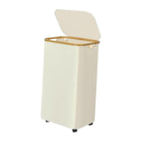 Maxbell Wheeled Laundry Basket with Lid Folding Organizer for Home Blankets Bathroom Beige