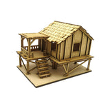 Maxbell 3D Wooden Puzzle 1/72 Wooden Cabin for Architecture Model Sand Table Diorama Style A