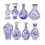 Maxbell 8pcs Blue and White Porcelain Vase Cardboard Post Decorations Hallway Decals