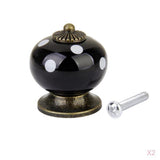 Maxbell Ceramic Dot Door Knob Handle Drawer Cupboard Wardrobe Porcelain Pull 2 pcs