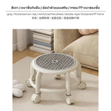 Maxbell 5-Wheel rotating Kids Shower Stool, polypropylene resin Portable Rolling Seat with Anti-Slip Pad, Breathable Design, Multipurpose Small Stool for Bathroom, Home Cleaning, Orange Gray