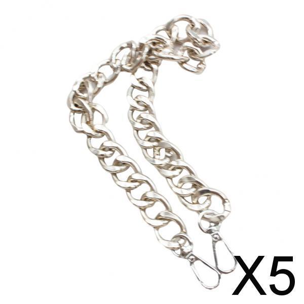 Maxbell 5xBag Chain Strap Charms Flat Crossbody DIY Handbag Purse Silver 60cm