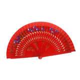 Maxbell Folding Hand Held Fan Versatile Wooden for Performance Dancing Props Wedding red
