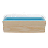 3Pieces Rectangle Divided Silicone Soap Loaf Mold with Wooden Box DIY 1.2KG