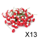 Maxbell 13x100x Mushroom Miniature Dollhouse Figurine Bonsai Terrarium Landscape Red