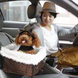 Maxbell Maxbell Pet Cat Dog Booster Seat Carrier Travel Kennel with Safety Leash M Brown