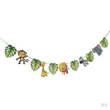 Maxbell Cartoon Animal Palm Tree Leaves Paper Banner Birthday Party Kids Room Decors
