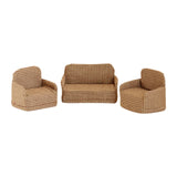 Maxbell 3Pcs Dollhouse Miniature Sofa 1/12 Scale Couch for Micro Landscape Dollhouse Brown  plaid