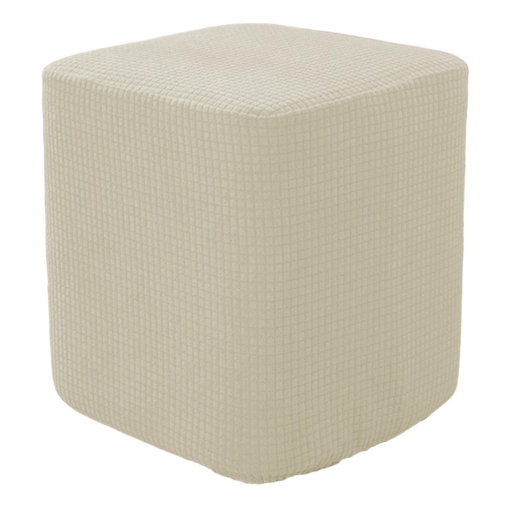 Square Foot Rest Ottoman Covers Decorative Footstool Slipcover Milky White