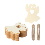Maxbell 20x Wooden Ghost Decorations Pendants DIY Crafts Plaques Horror Venue Layout
