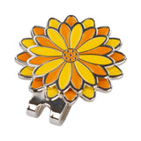 Golf Ball Marker with Hat Clip Flower Shape for Women Professional Removable Yellow Daisy