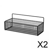 Maxbell 2xWall Hanging Baskets Metal Wire Storage Basket for Living Room Pantry Garage Black