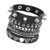 Maxbell Set of 3 Punk Hip Hop Wide Cuff Bracelets for Daily Wear Halloween Accessory