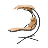 Maxbell Outdoor Hanging Lounge Chair Shade Chair with Umbrella for Yard Deck Outside Khaki