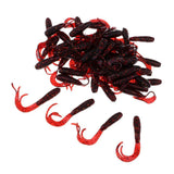 Maxbell 50pcs Soft Fishing Lure Curly Tail Shad Bait Grum Worms Jig Head Bait Red - Aladdin Shoppers