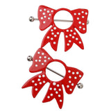 Maxbell Maxbell NIPPLE SHIELD BAR RING RED BOWKNOT SEXY 316L  STEEL BODY PIERCING