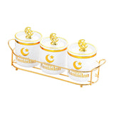 Maxbell Sugar Jars Wedding Decor with Tray Multifunctional for Kitchen Holiday Candy White