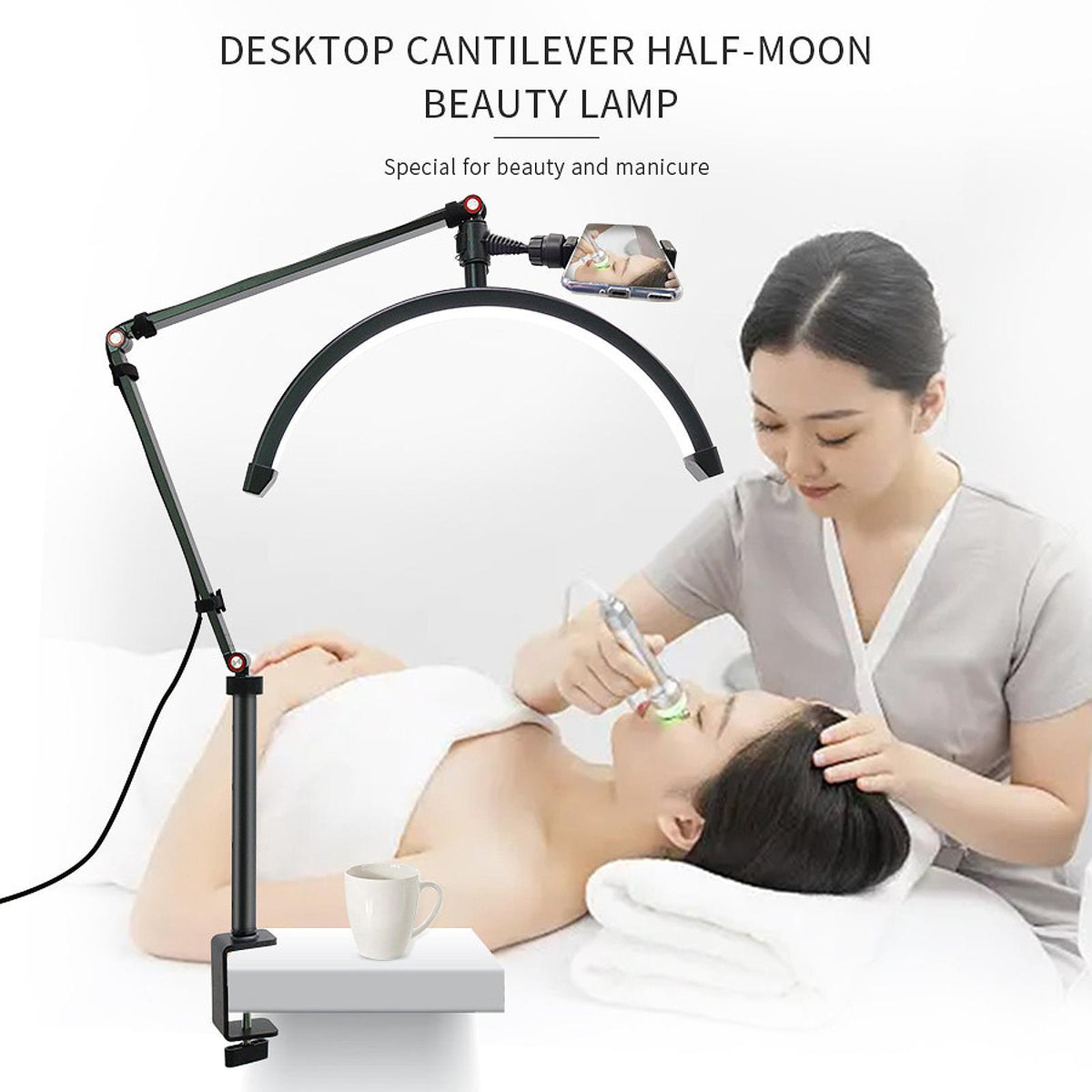 Maxbell Half Moon Fill Light EU Adapter Desktop LED Video Light for SPA Beauty Salon