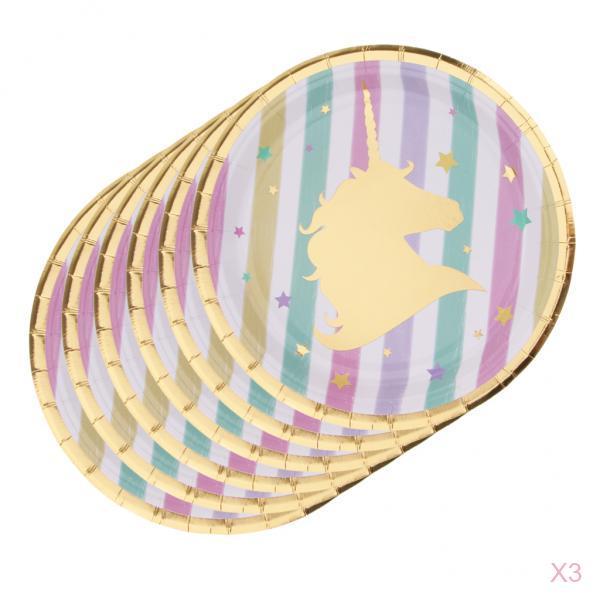 Maxbell 18pcs Unicorn Round Disposable Paper Plates Birthday Party Tableware DIY 7"