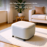 Maxbell Modern Rolling Low Stool, Movable Sofa Ottoman with Backrest, Cat Paw PU Leather, quiet-glide Universal casters, Multipurpose Living Room Small Chair, comfortable Stylish No Backrest Cream