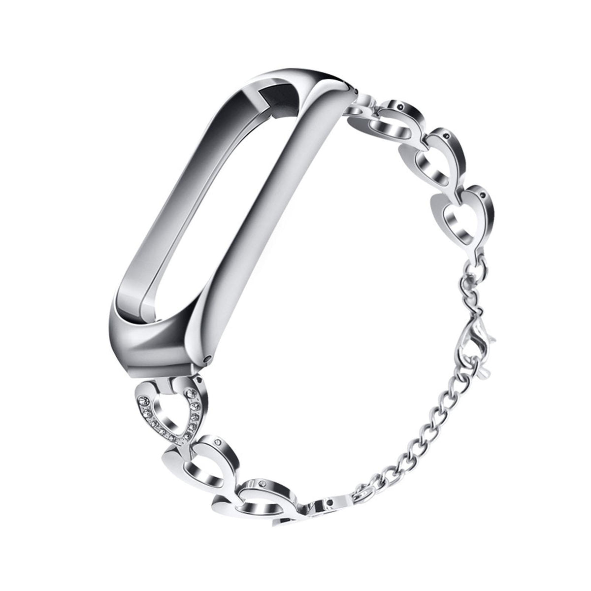 Maxbell Heart-shaped Watch Band Watch Accessories Rustproof Wristwatch Strap for Men Silver