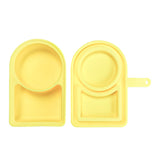 Maxbell Silicone Snack Container Portable Double Compartment for Kitchen Fruits Work Yellow