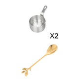 Maxbell 2pcs Stainless Steel Mini Sauce Pan Nonstick Small Milk Pan and Spoon 50ml