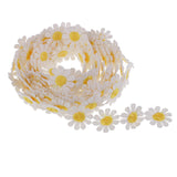 Maxbell 6 Yards 25mm Daisy Flower Embroidery Lace Trim Applique Ribbon Sewing Craft