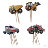 Maxbell 48 Pieces Paper Car Cupcake Picks Cake Toppers for Kids Birthday Party Decor
