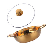Maxbell Hot Pot with Divider Stainless Steel Hot Pot for Family Gathering Home Party gold