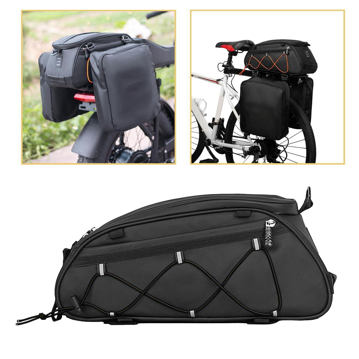Maxbell Rear Rack Bag Water Resistant for Bicycles Road and Mountain Bikes Commuting Black