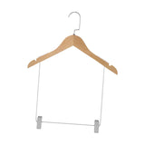 Maxbell 2xWooden Suit Hangers Pant Hangers Swivel Hook Sturdy Durable with Clips for Woman Clothes