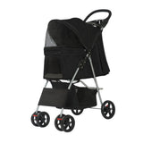 Maxbell Pet Stroller Mesh Window Pet Travel Cart for Dogs Small & Medium Pets Kitten Black