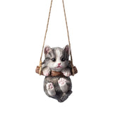 Maxbell Maxbell Hanging Swing Cat Statue Garden Figurine Pendant Decorative for Bedroom Home Gray